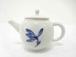 平安春峰造　染付　花　急須